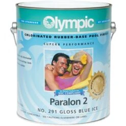 Olympic Paralon 2 Chlorinated Rubber-Base Pool Finish 1 Gallon, Blue Ice